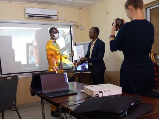 Kharifa Abdulai Kumara, Founder and Director of DreamDay Technology Limited on the left and Mr. Joseph Cole Jr. (Managing Director) FSL Company on the right